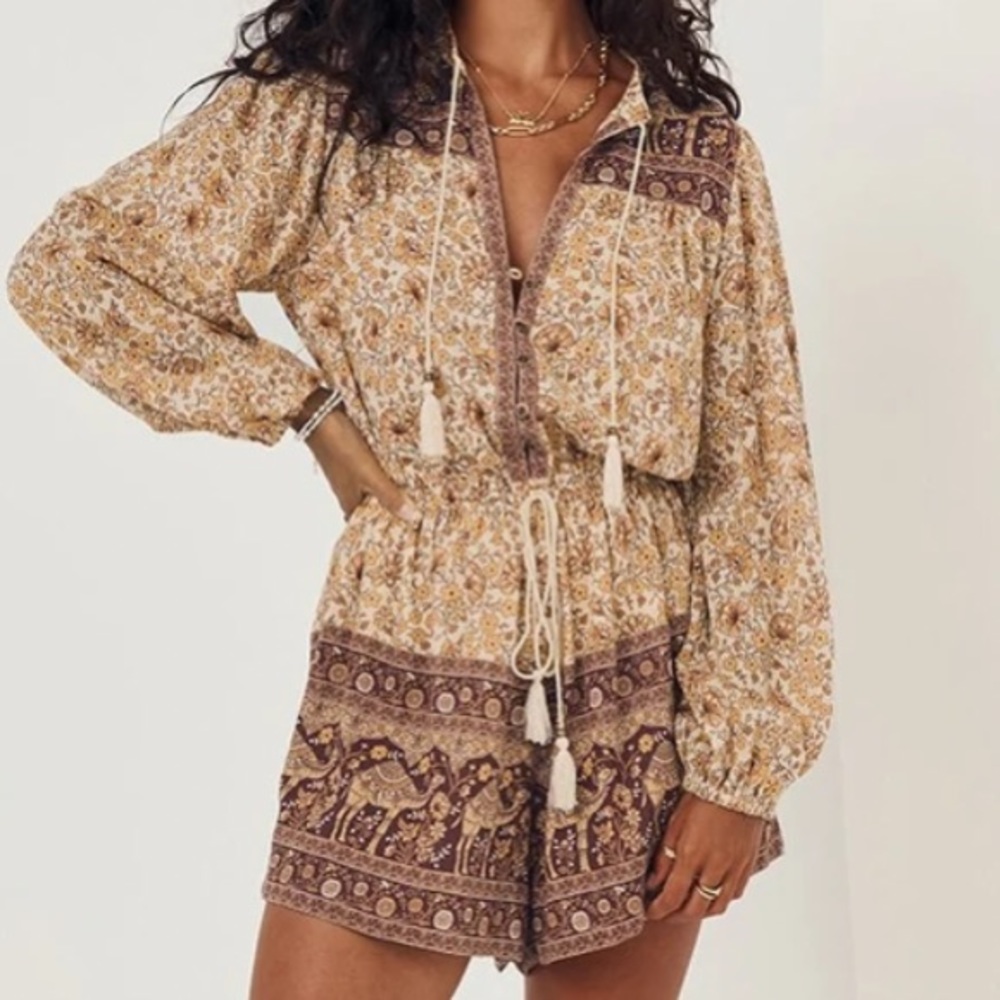 SPELL & THE GYPSY COLLECTIVE SUNDOWN ROMPER ORGANIC COTTON IN SPICE SIZE SMALL